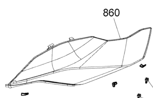 Панель кузова передняя серая правая Оригинал BRP 291005564 для BRP Sea-Doo GTI/GTR/RXP (RH Front Body Panel Assy)